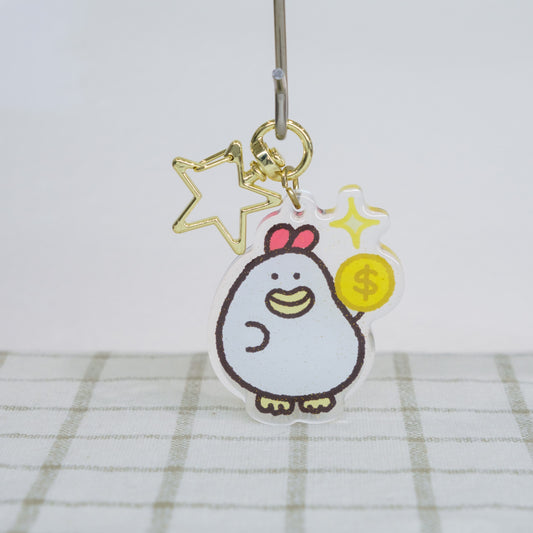 Chicken with Coin Keychain