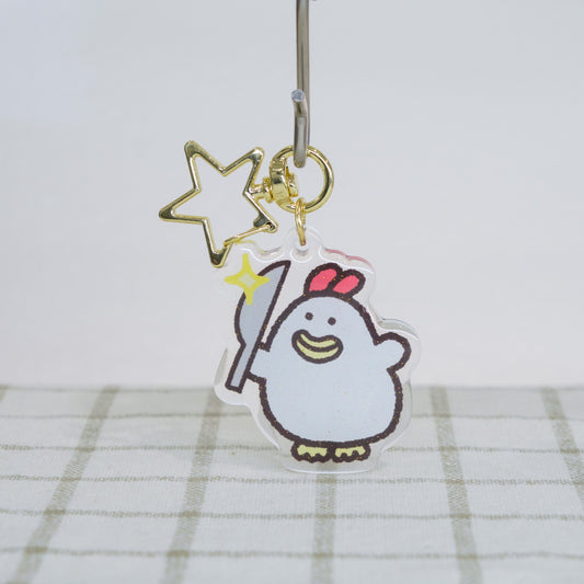 Chicken with Knife Keychain