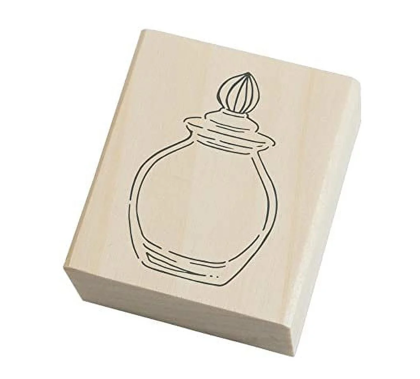 Glass Ink Bottle Wooden Stamp