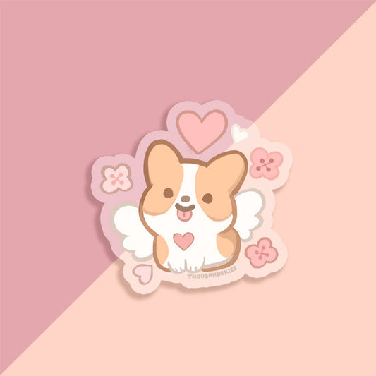 Angelic Corgi Vinyl Sticker (Transparent)