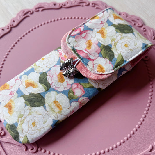 Handmade Camellia Grove 3 Slot Pen Case