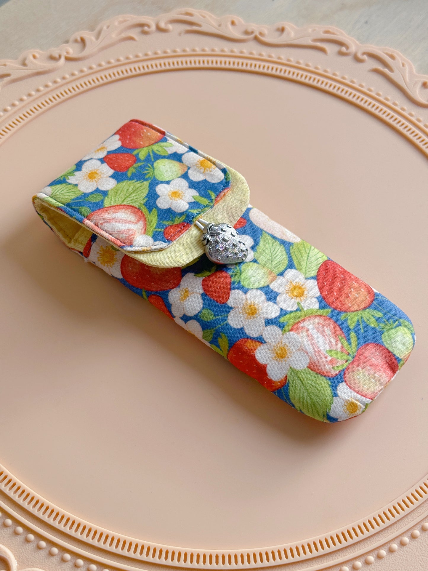 Handmade Strawberry x Cheesecake 3 Slot Large Pen Case