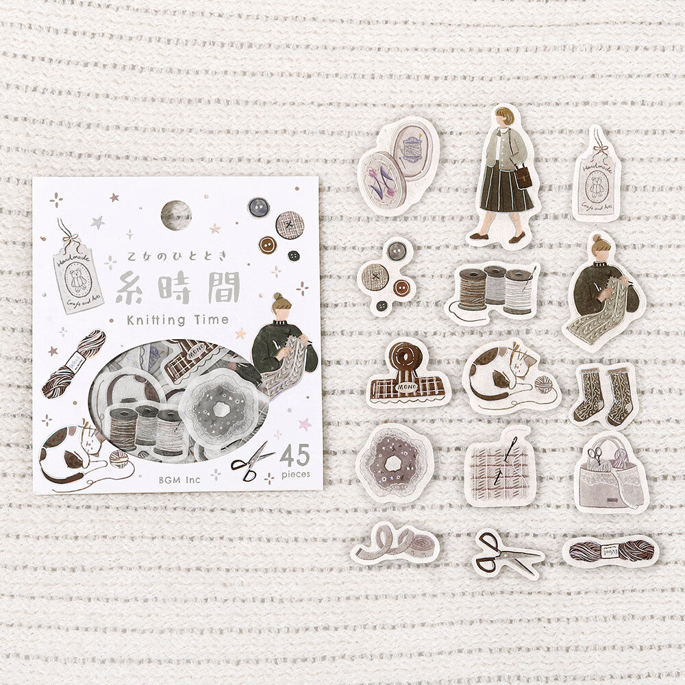 Maiden's Moment Foil Stamped Stickers - Knitting Time