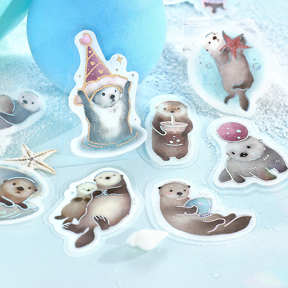 Lots of Sea Otters! Foil Stamped Stickers