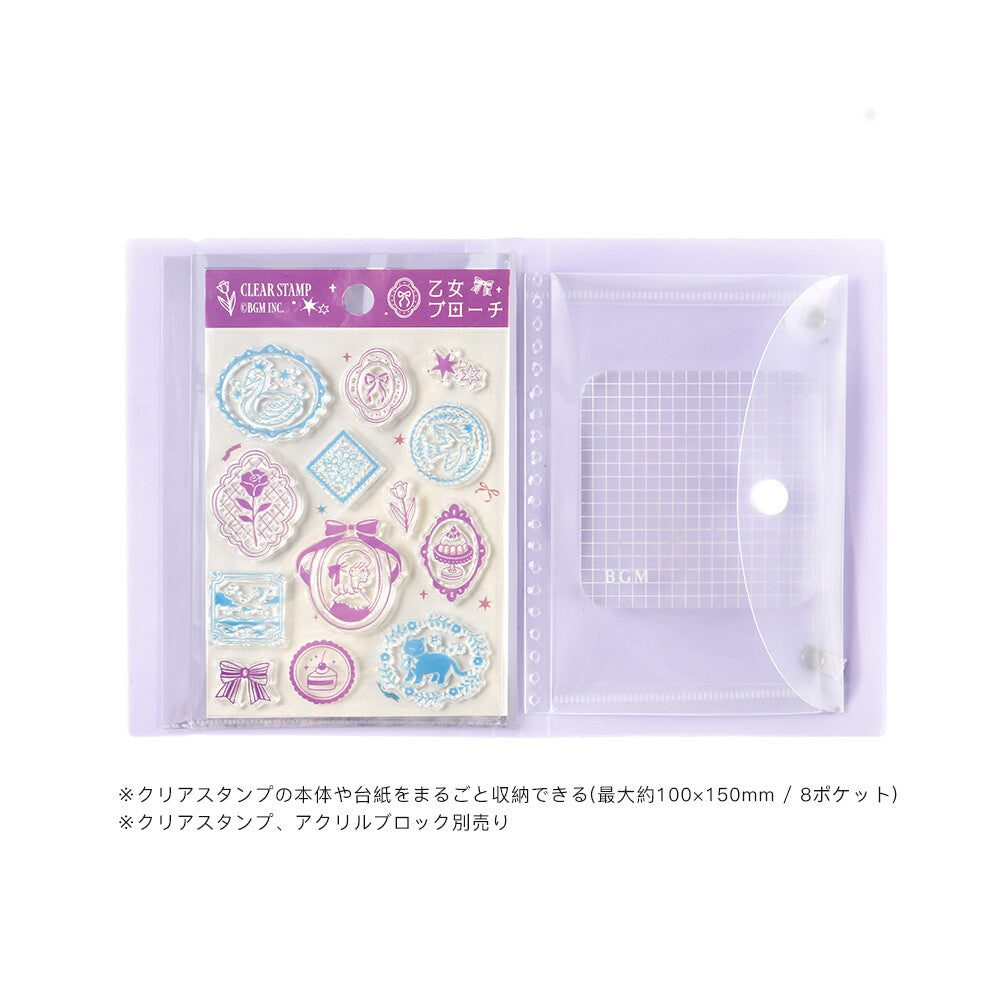 This folder from BGM includes 8 pockets which can store 8-16 clear stamps. Acrylic blocks can also be stored in the small folder with snap closure. This lightweight small file is perfect for travel or for everyday stationery backpack!
