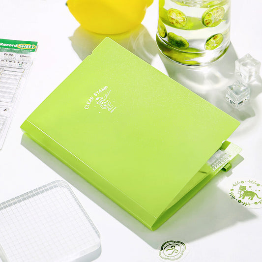 This folder from BGM includes 8 pockets which can store 8-16 clear stamps. Acrylic blocks can also be stored in the small folder with snap closure. This lightweight small file is perfect for travel or for everyday stationery backpack!