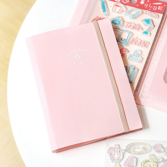 This folder from BGM includes 8 pockets which can store 8-16 clear stamps. Acrylic blocks can also be stored in the small folder with snap closure. This lightweight small file is perfect for travel or for everyday stationery backpack!