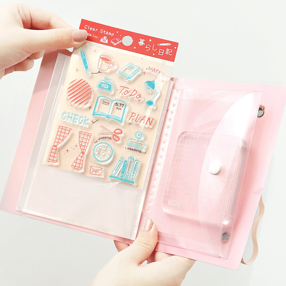 This folder from BGM includes 8 pockets which can store 8-16 clear stamps. Acrylic blocks can also be stored in the small folder with snap closure. This lightweight small file is perfect for travel or for everyday stationery backpack!
