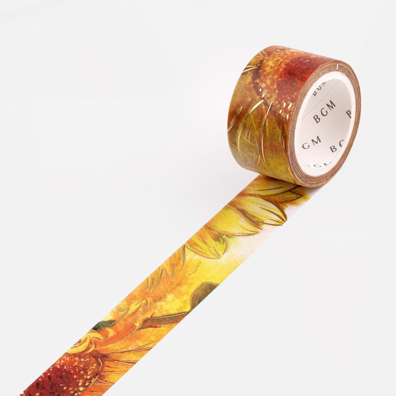 Watercolour Flower Foil-stamped Washi Tape - Sunflower
