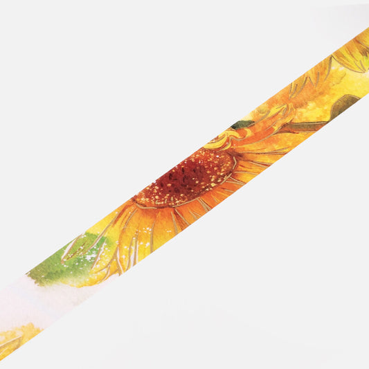 Watercolour Flower Foil-stamped Washi Tape - Sunflower