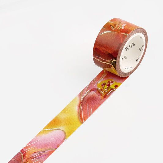 Watercolour Flower Foil-stamped Washi Tape - Tulip
