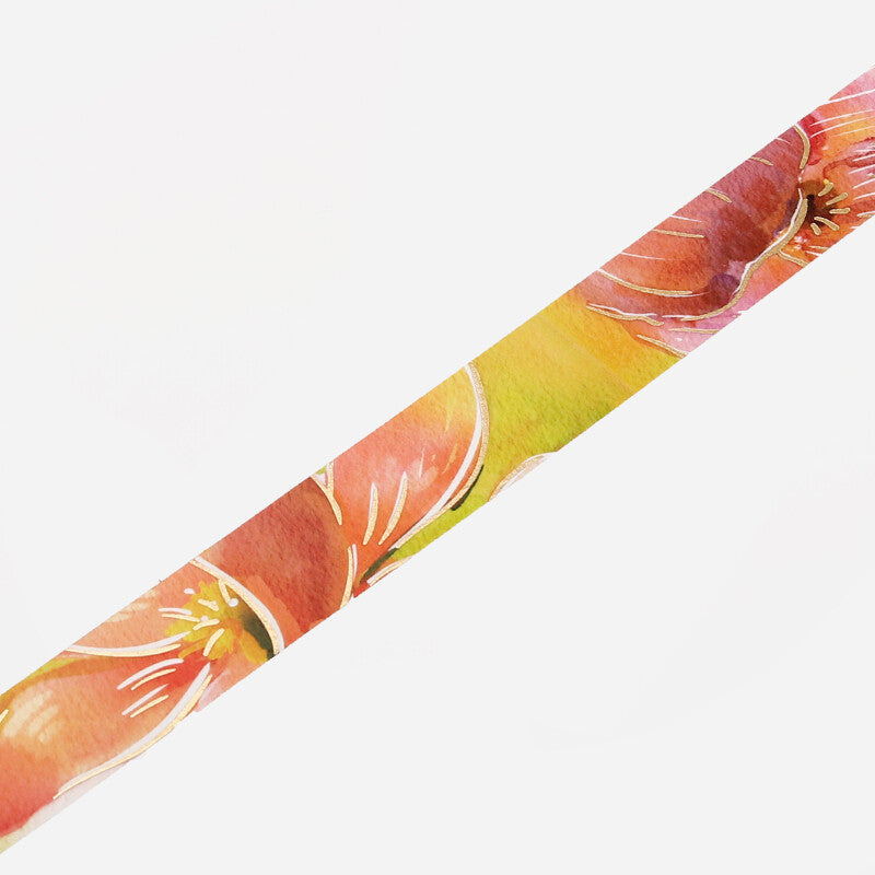 Watercolour Flower Foil-stamped Washi Tape - Tulip