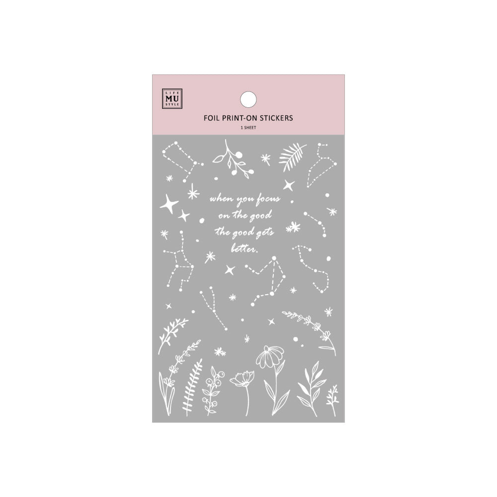 Silver Foil Planner Transfer Sticker - Floral Constellations