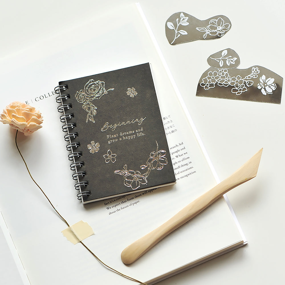 Silver Foil Planner Transfer Sticker - Happy Flowers