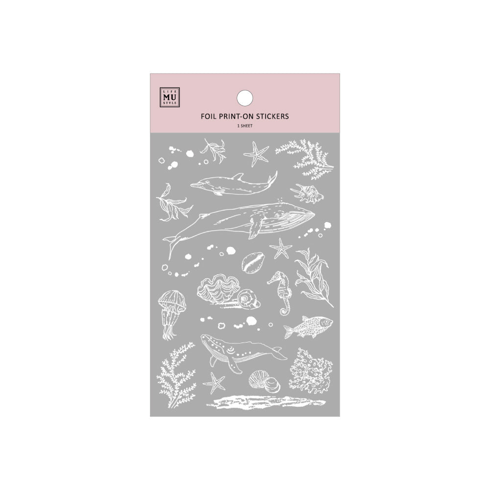 Silver Foil Planner Transfer Sticker - Under the Sea