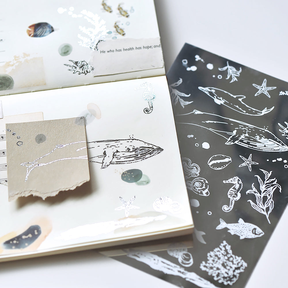 Silver Foil Planner Transfer Sticker - Under the Sea