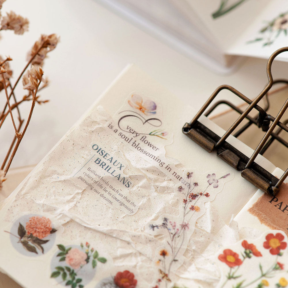 Die-Cut Washi Sticker Book - Vintage Floral Handbook