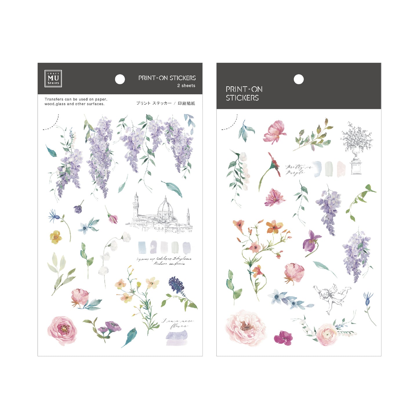 Wisteria Blooms Print-On Stickers