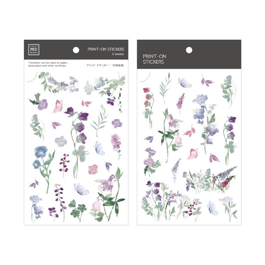 Purple Florals Print-On Stickers