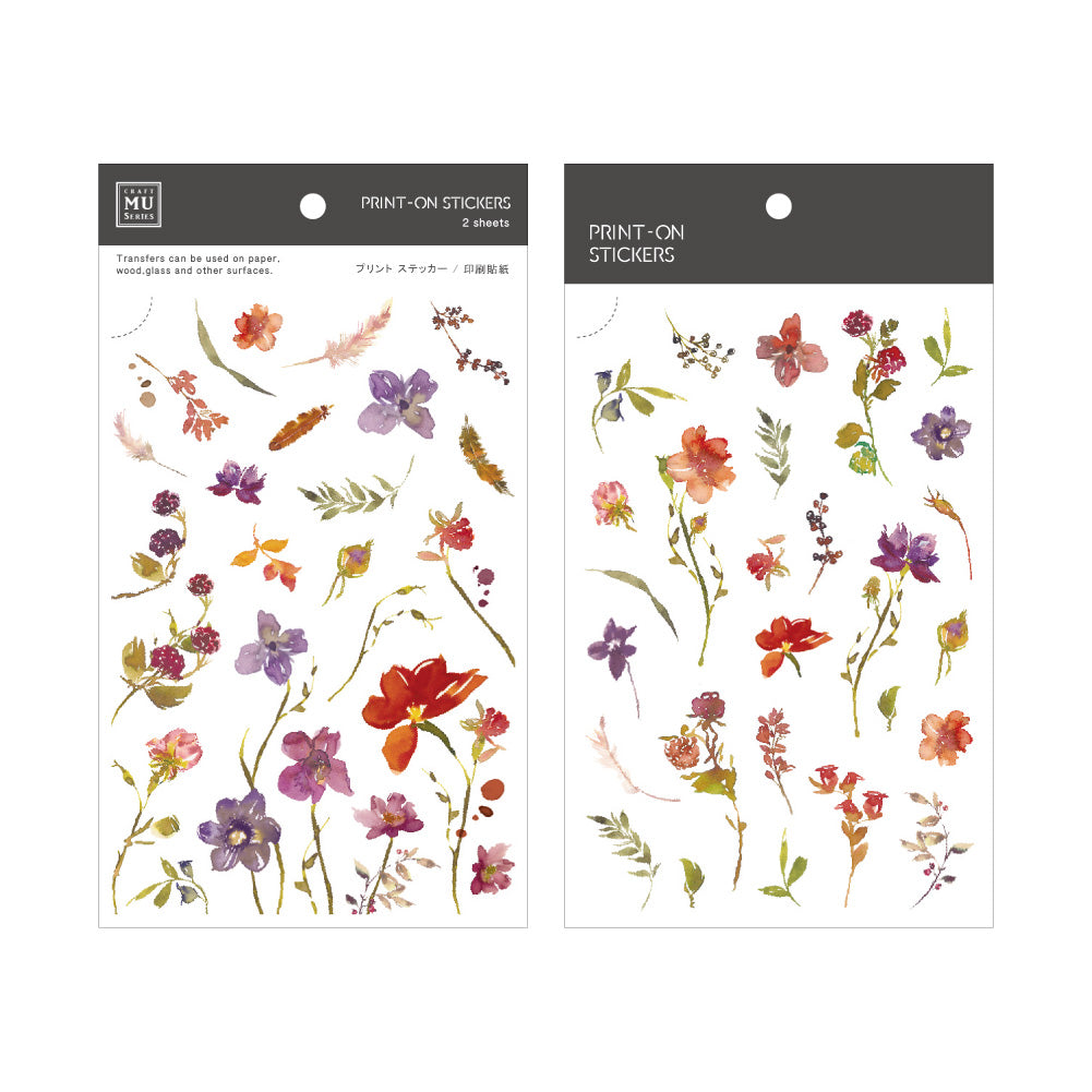 Watercolour Flowers Print-On Stickers