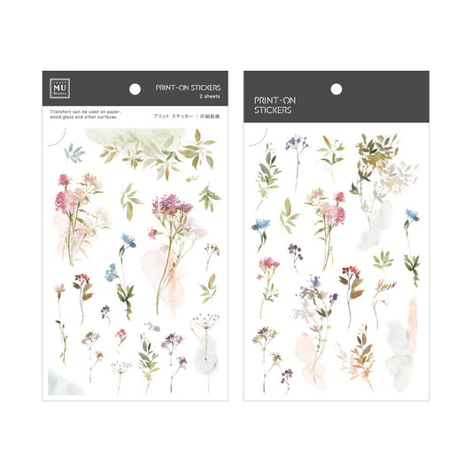 Watercolour Long Flowers Print-On Stickers
