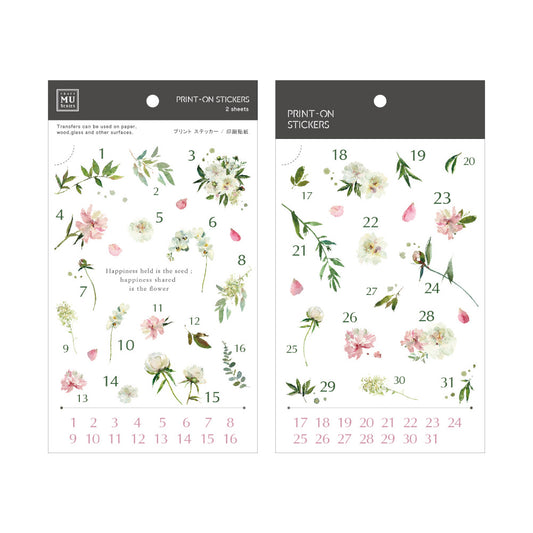 Dated Florals and Leaves Print-On Stickers