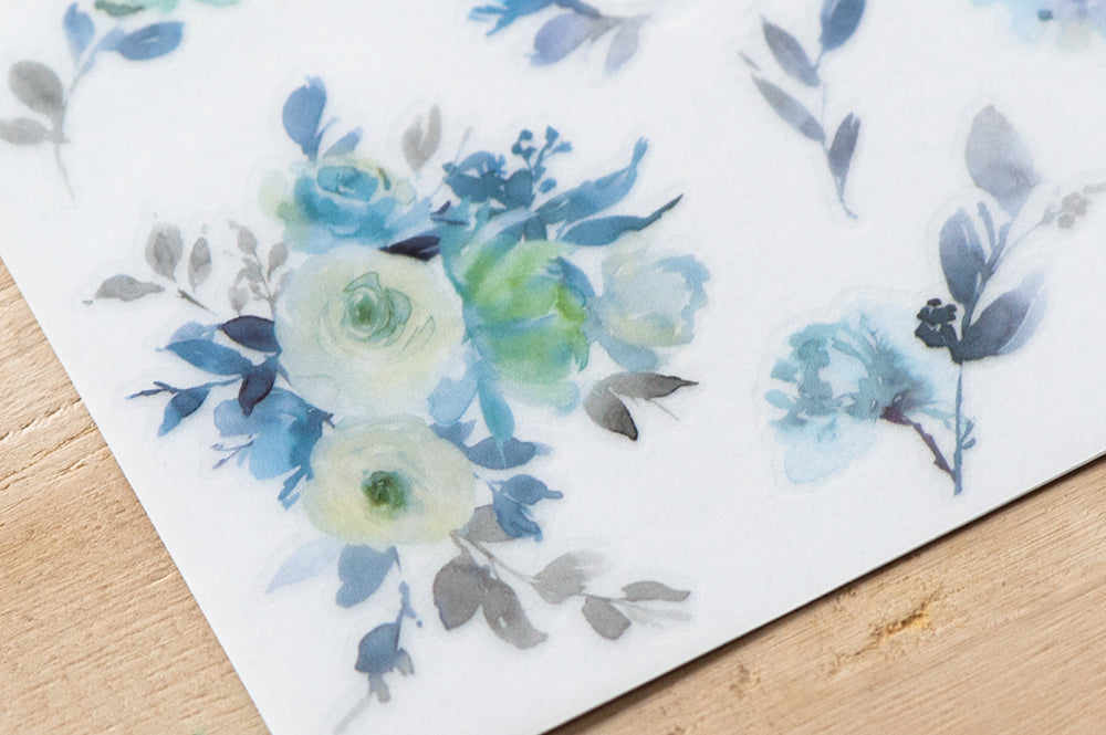 Blue Blooms Print-On Stickers