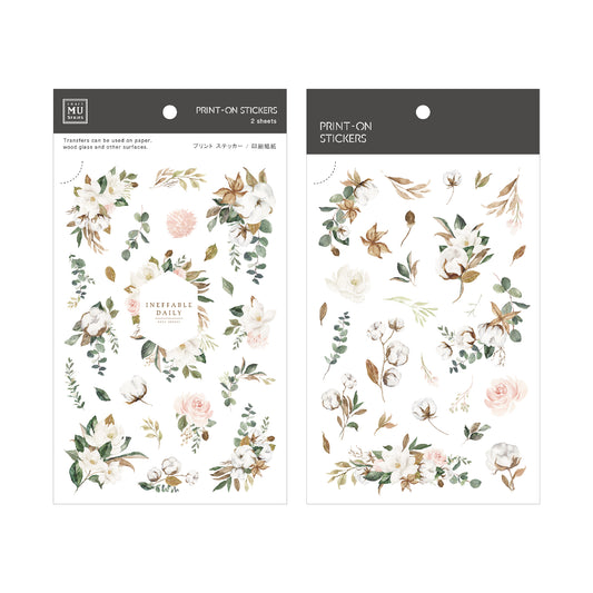 Magnolia and Cotton Flower Print-On Stickers