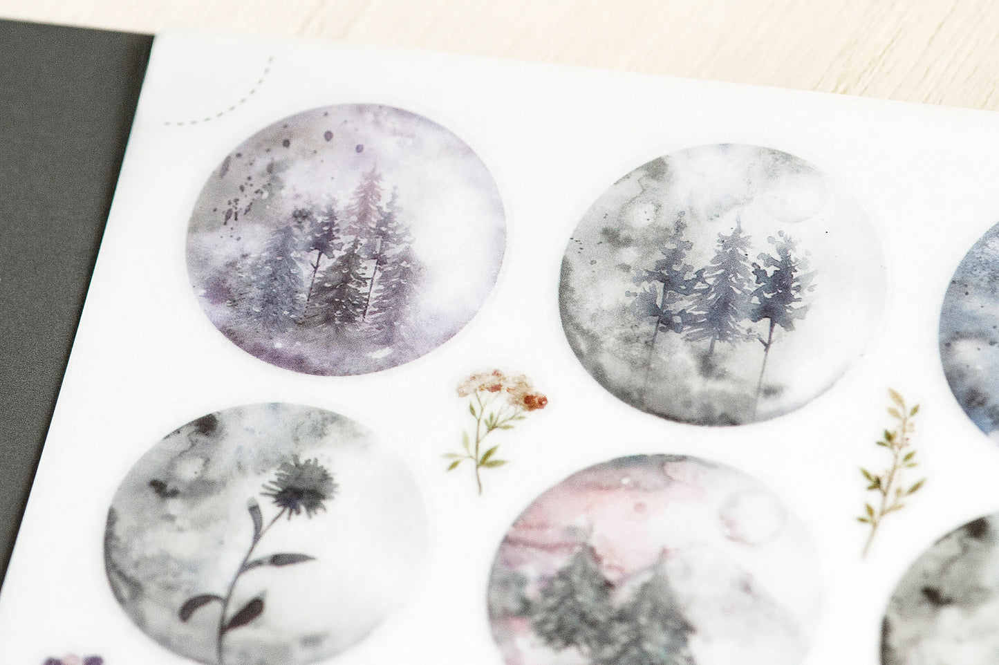 Misty Moon Forest Print-On Stickers