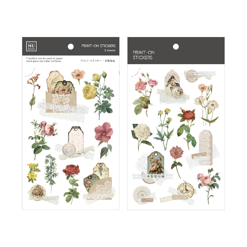 Lace Collage Rose Garden Print-On Stickers