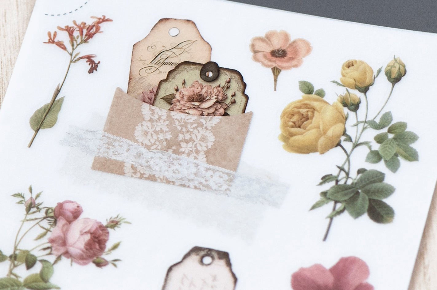 Lace Collage Rose Garden Print-On Stickers