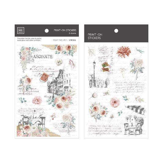 Parisian Rose Collage Print-On Stickers