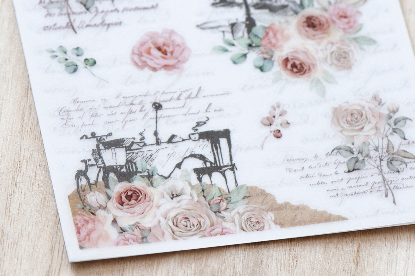 Parisian Rose Collage Print-On Stickers