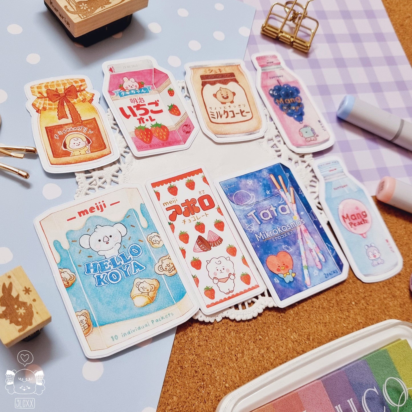 BT21 x Asian Snacks Die-Cut Stickers - Shooky