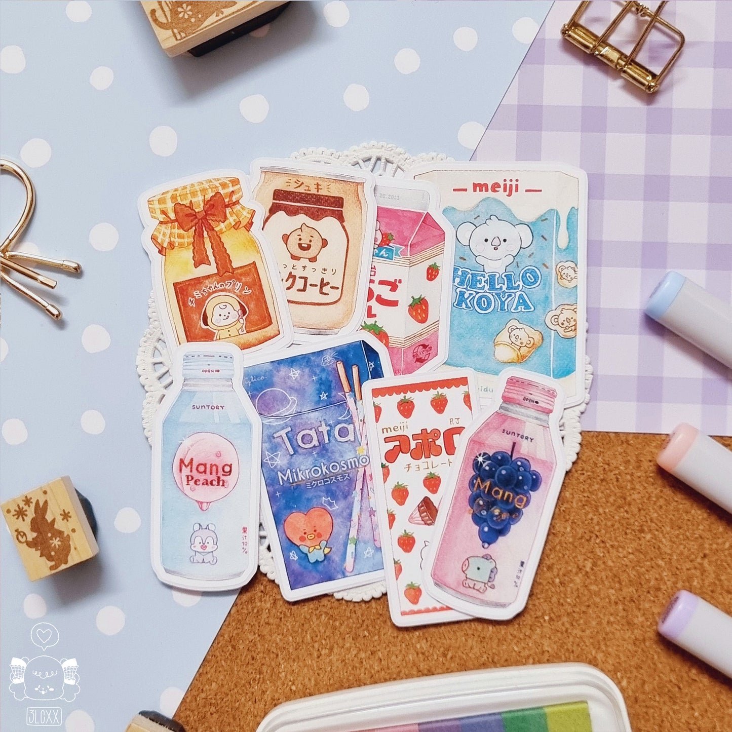 BT21 x Asian Snacks Die-Cut Stickers - Shooky