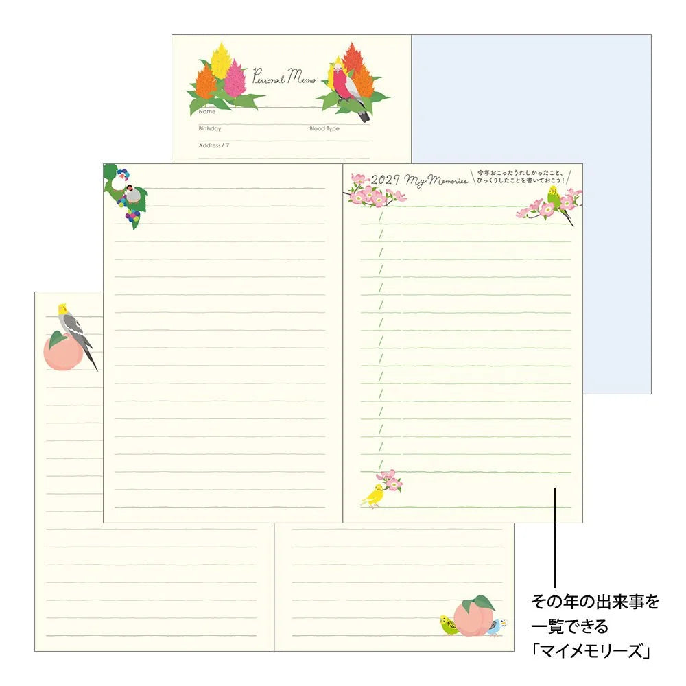Midori Pocket Diary 2027 Mini - Bird