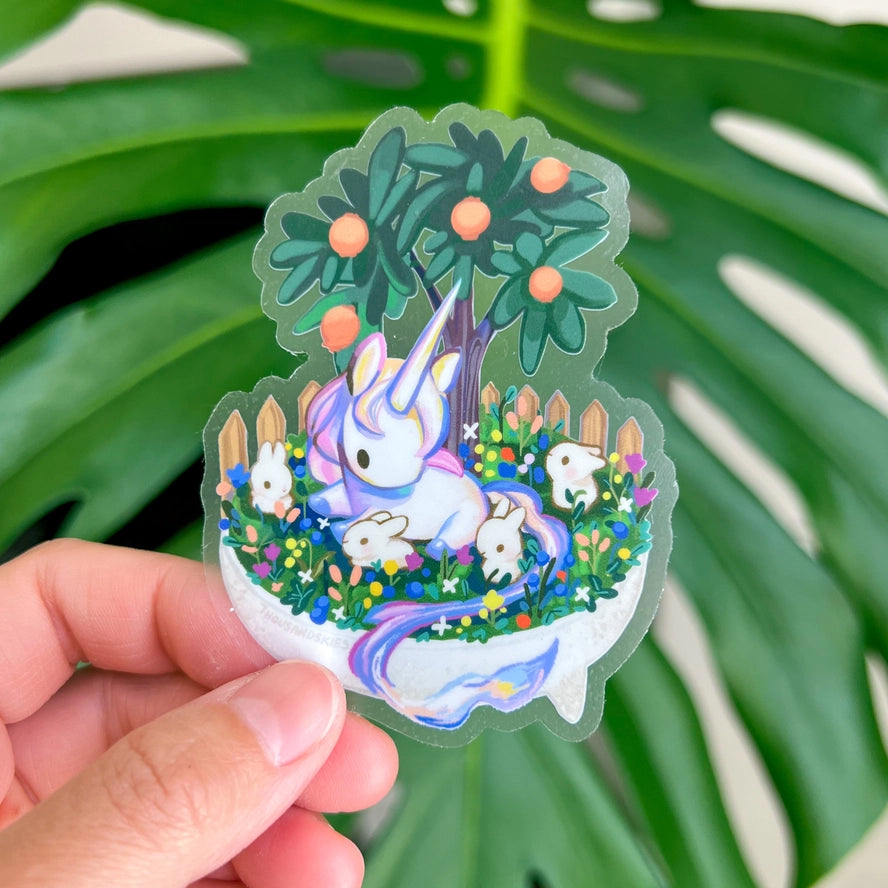 Bonsai Garden - Unicorn Vinyl Sticker (Transparent)