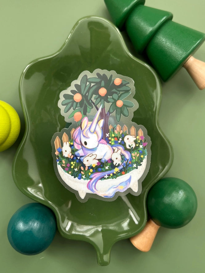 Bonsai Garden - Unicorn Vinyl Sticker (Transparent)