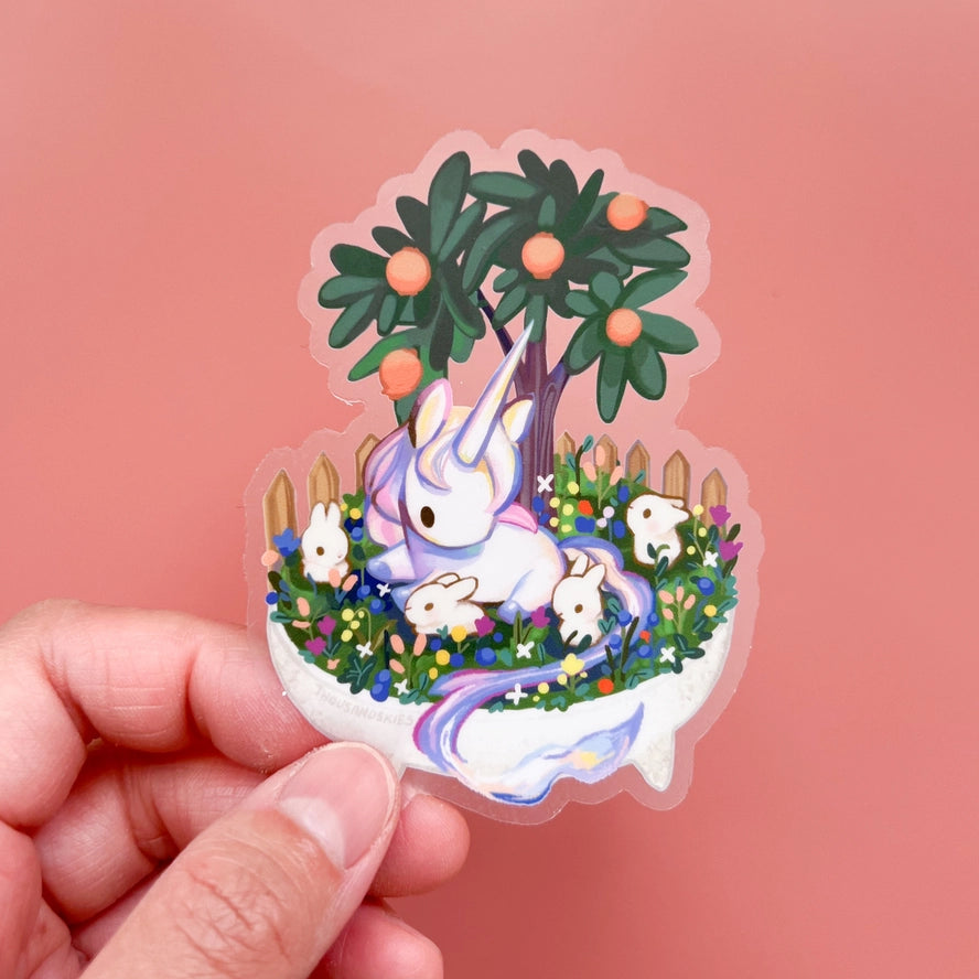 Bonsai Garden - Unicorn Vinyl Sticker (Transparent)