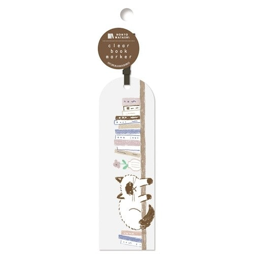 Honto Watashi Clear Book Marker - Bookshelf Cat