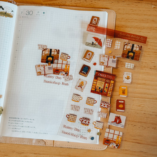 Rainy Day Bookshop Run Clear PVC Sticker