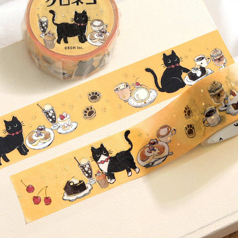 Cafe Kuroneko Foil-stamped Washi Tape - Sweets Time
