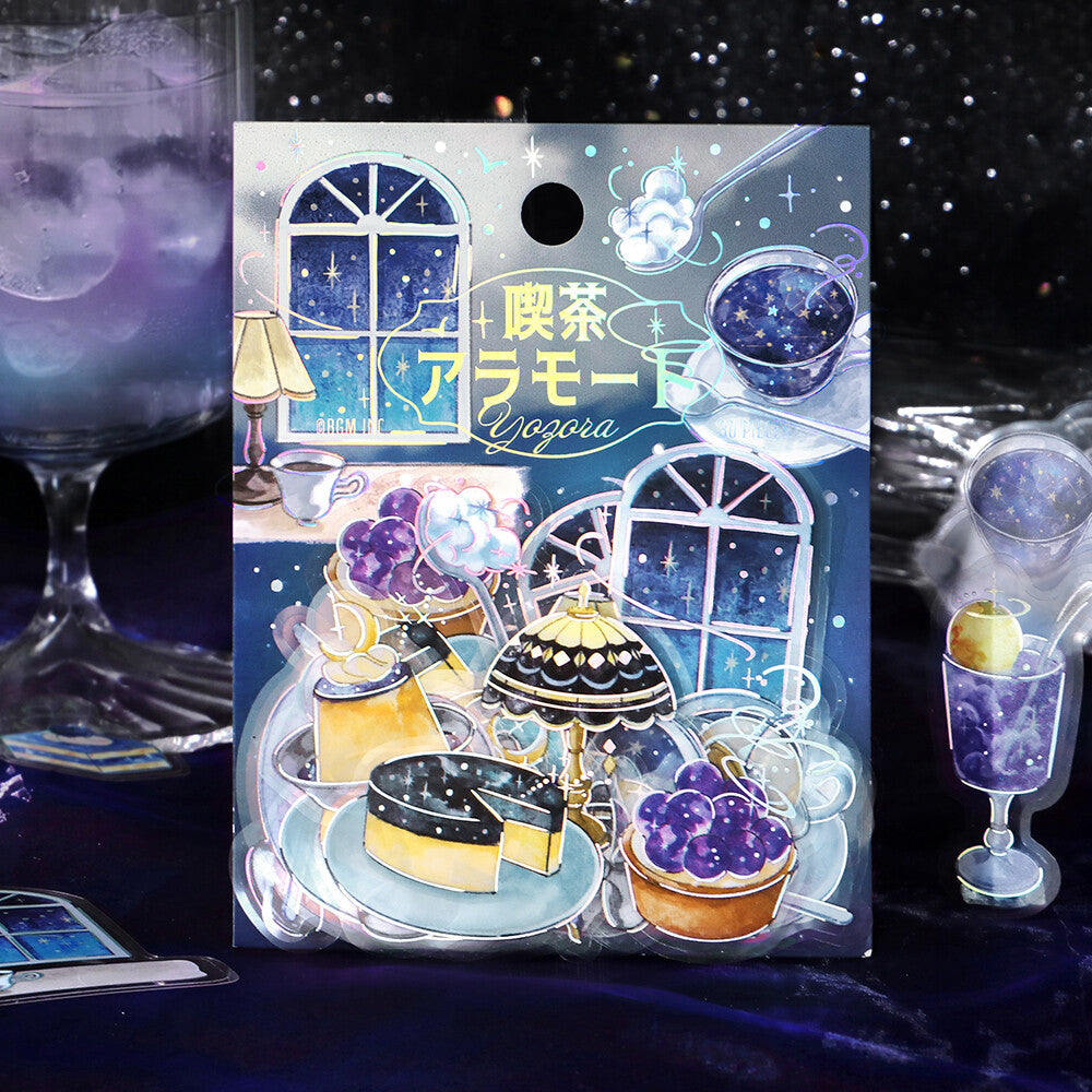 Café À la Mode Foil Stamped Large Stickers - Night Sky