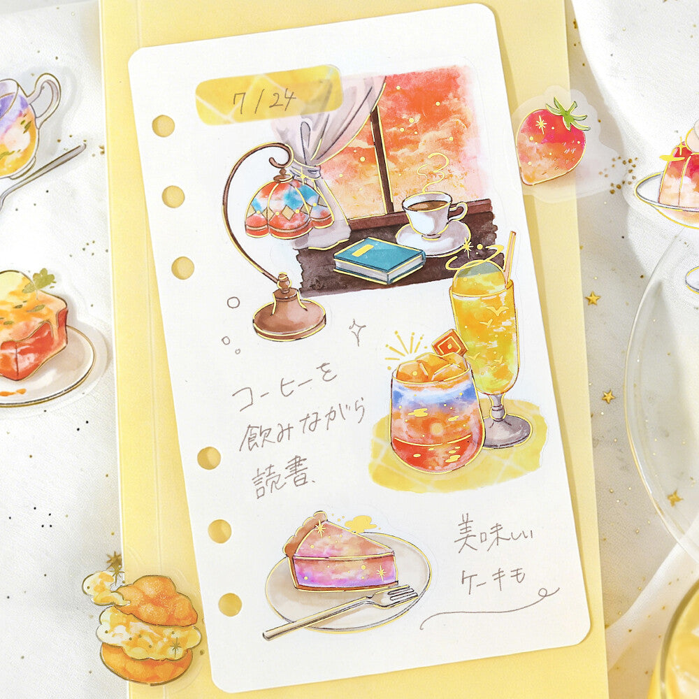 Café À la Mode Foil Stamped Large Stickers - Sunset