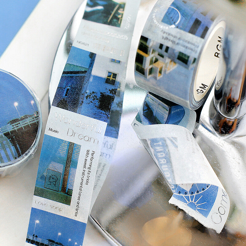 City Colour Silver Foil-stamped Washi Tape  - Blue