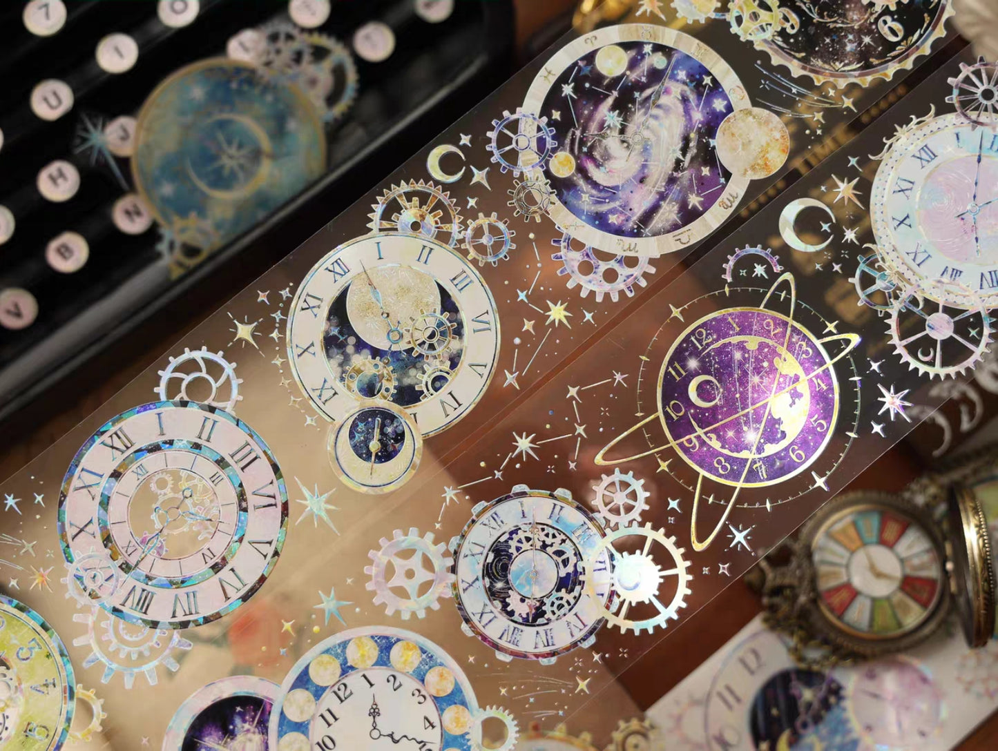 Clockwork Gear Holographic Stamped PET Tape