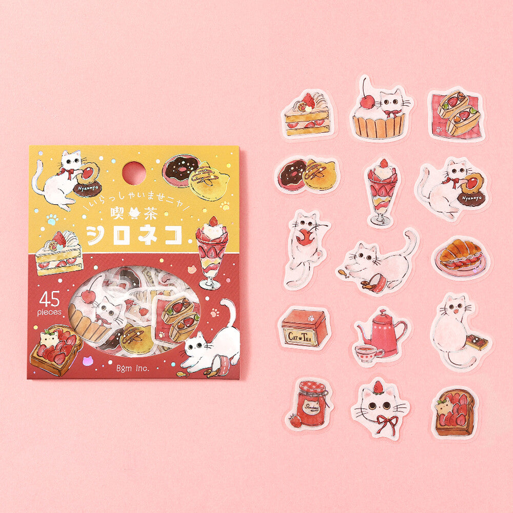 Welcome Meow! Cafe Flake Seal - Shironeko