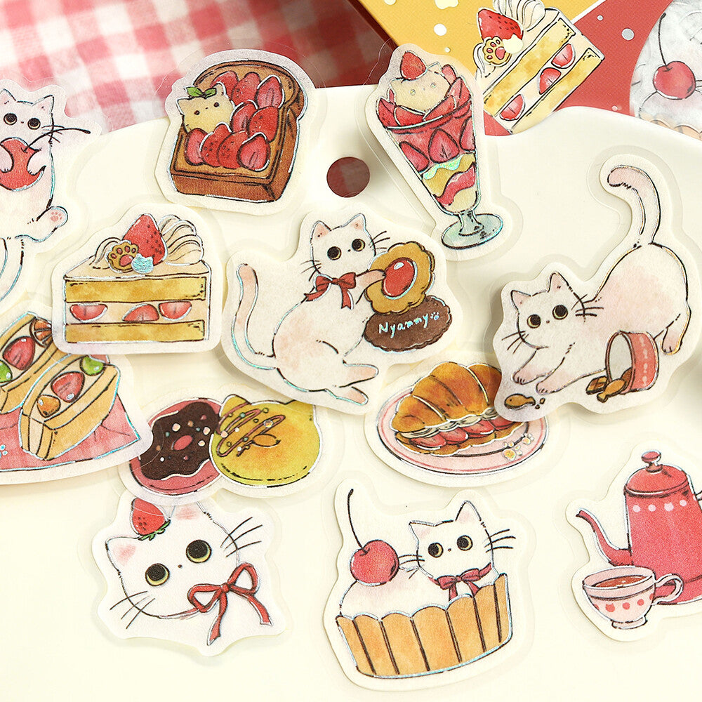 Welcome Meow! Cafe Flake Seal - Shironeko
