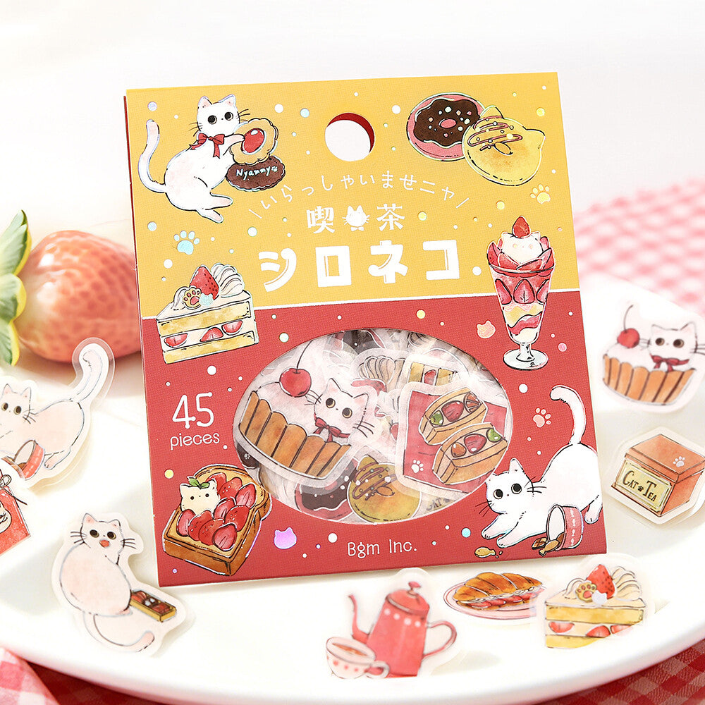 Welcome Meow! Cafe Flake Seal - Shironeko