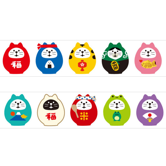 Washi tape designed by Papier Platz depicting lucky cat daruma